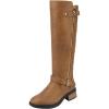 image:imageDREAM PAIRS Womens Knee High Boots Wide Calf Low Heel Riding Boots Fall Tall Boots for WomenCamel