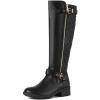 image:imageDREAM PAIRS Womens KneeHigh Boots Comfortable Chunky Block Heel Round Toe Side Zipper Riding Fashion Buckles Biker Motorcycle BootsBlack