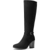 image:imageDREAM PAIRS Womens KneeHigh Boots Comfortable Chunky Block Heel Side ZipperBlacksuede