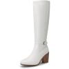 image:imageDREAM PAIRS Womens KneeHigh Boots Comfortable Chunky Block Heel Side ZipperWhitepu