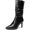 image:imageDREAM PAIRS Womens Mid Calf Boots High Heels Pointed Toe Zip Fashion Dressy BootBlack