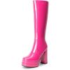 image:imageDREAM PAIRS Womens Platform Heeled Knee High Boots Long Chunky Tall Gogo Boots for FallHot Pinkpat