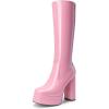 image:imageDREAM PAIRS Womens Platform Heeled Knee High Boots Long Chunky Tall Gogo Boots for FallPink