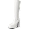 image:imageDREAM PAIRS Womens Platform Heeled Knee High Boots Long Chunky Tall Gogo Boots for FallWhitepat