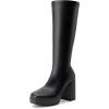 image:imageDREAM PAIRS Womens Platform Knee High Boots Chunky Block Heel Side Zipper Cute Gogo BootsBlackpu
