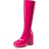 image:imageDREAM PAIRS Womens Platform Knee High Boots Chunky Block Heel Side Zipper Cute Gogo BootsHot Pink