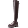 image:imageDREAM PAIRS Womens Platform Over The Knee Boots Lug Sole Round Toe Thigh High Long Chunky Block Heels Fall BootsBrownpu