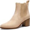 image:imageDREAM PAIRS Womens Retro Elastic Chelsea Ankle Boots Fashion Low Chunky Block Heel Pointed Toe Fall Heeled Booties ShoesNudesuede