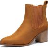 image:imageDREAM PAIRS Womens Retro Elastic Chelsea Ankle Boots Fashion Low Chunky Block Heel Pointed Toe Fall Heeled Booties ShoesTansuede