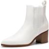 image:imageDREAM PAIRS Womens Retro Elastic Chelsea Ankle Boots Fashion Low Chunky Block Heel Pointed Toe Fall Heeled Booties ShoesWhitepu