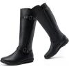 image:imageDREAM PAIRS Womens Wide Calf Knee High Faux FurLined Flat Fashion Winter Boots with Side ZipperBlack