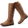 image:imageDREAM PAIRS Womens Wide Calf Knee High Faux FurLined Flat Fashion Winter Boots with Side ZipperCamel