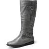 image:imageDREAM PAIRS Womens Wide Calf Knee High Faux FurLined Flat Fashion Winter Boots with Side ZipperWideCalfGrey
