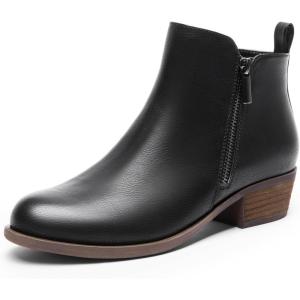 image:imageDREAM PAIRS Womens Ankle Boots Classic Low Chunky Heel Side Zipper Booties ShoesBlackpu