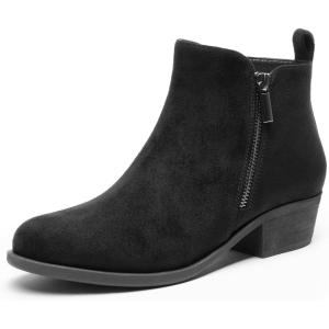 image:imageDREAM PAIRS Womens Ankle Boots Classic Low Chunky Heel Side Zipper Booties ShoesBlacksuede