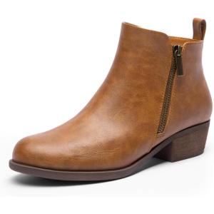 image:imageDREAM PAIRS Womens Ankle Boots Classic Low Chunky Heel Side Zipper Booties ShoesTanpu