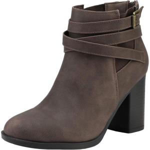 image:imageDREAM PAIRS Womens Chunky High Heel Ankle Boots Close Toe Fall Heeled Booties ShoesBrown