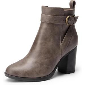 image:imageDREAM PAIRS Womens Chunky High Heel Ankle Boots Round Toe Fall Short Booties ShoesTaupepu