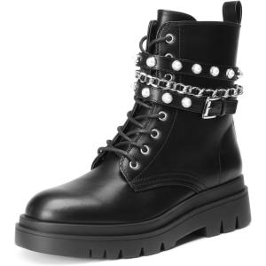 image:imageDREAM PAIRS Womens Fashion Platform Combat Boots Lace Up Lug Sole Goth Ankle Booties ShoesBlack
