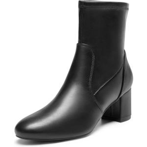 image:imageDREAM PAIRS Womens Fitted Stretch Ankle Boots Fashion Low Chunky Heel Almond Toe Fall Heeled Booties ShoesBlackpu