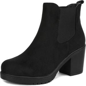 image:imageDREAM PAIRS Womens High Chunky Heel Chelsea Ankle Boots Slip On Elastic Fall Heeled Booties ShoesBlack