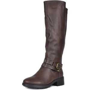 image:imageDREAM PAIRS Womens Knee High Boots Buckle Riding BootsBrown