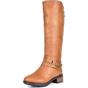 image:imageDREAM PAIRS Womens Knee High Boots Buckle Riding BootsCamelu