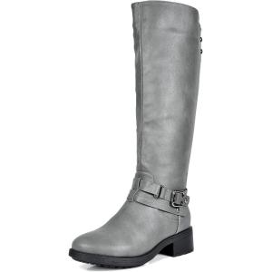 image:imageDREAM PAIRS Womens Knee High Boots Buckle Riding BootsGrey
