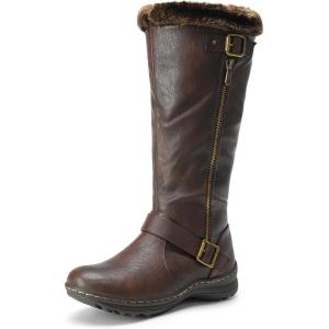 image:imageDREAM PAIRS Womens Knee High Boots Thick Faux Fur Lined Winter Snow Warm Boots with ZipperBrownPu
