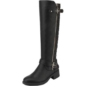 image:imageDREAM PAIRS Womens Knee High Boots Wide Calf Low Heel Riding Boots Fall Tall Boots for WomenBlack