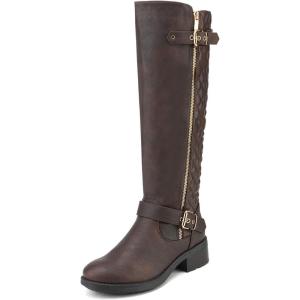 image:imageDREAM PAIRS Womens Knee High Boots Wide Calf Low Heel Riding Boots Fall Tall Boots for WomenBrown