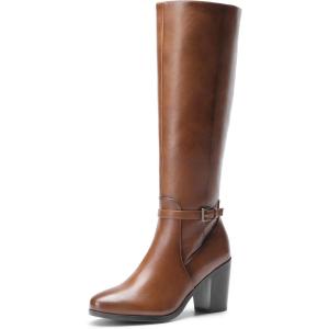 image:imageDREAM PAIRS Womens KneeHigh Boots Comfortable Chunky Block Heel Side ZipperTanpu