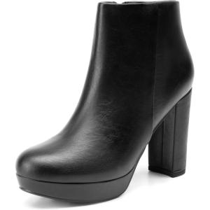 image:imageDREAM PAIRS Womens Stomp High Heel Ankle BootsBlackPu