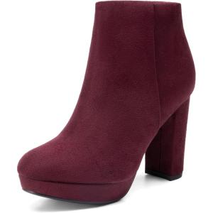 image:imageDREAM PAIRS Womens Stomp High Heel Ankle BootsBurgundy