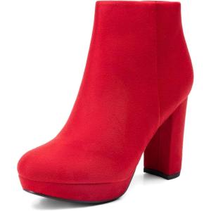 image:imageDREAM PAIRS Womens Stomp High Heel Ankle BootsRed