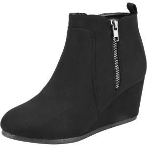 image:imageDREAM PAIRS Womens Suede Low Wedges Ankle BootsBlackSuede
