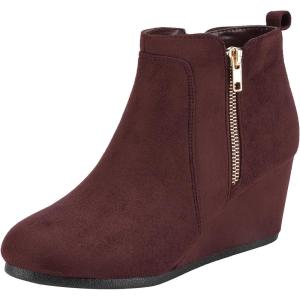 image:imageDREAM PAIRS Womens Suede Low Wedges Ankle BootsBurgundySuede