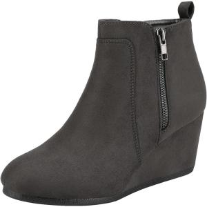 image:imageDREAM PAIRS Womens Suede Low Wedges Ankle BootsGreySuede