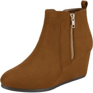 image:imageDREAM PAIRS Womens Suede Low Wedges Ankle BootsTanSuede
