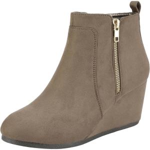 image:imageDREAM PAIRS Womens Suede Low Wedges Ankle BootsTaupeSuede