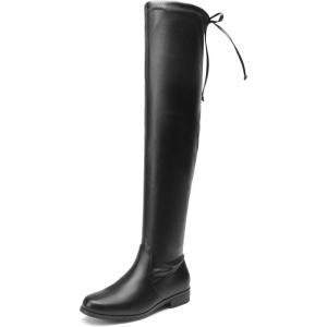 image:imageDREAM PAIRS Womens Thigh High Boots Low Block Heel Casual Fashion Over the Knee BootsBlackpu