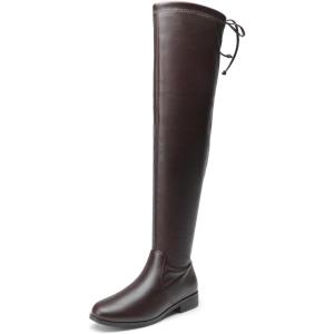 image:imageDREAM PAIRS Womens Thigh High Boots Low Block Heel Casual Fashion Over the Knee BootsBrownpu
