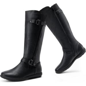 image:imageDREAM PAIRS Womens Wide Calf Knee High Faux FurLined Flat Fashion Winter Boots with Side ZipperBlack
