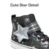 image:imageDREAM PAIRS Girls Sneakers High Top Hook and Loop Sparkly Shiny Comfortable Casual Walking Shoes for ToddlerLittleBig KidsBlack