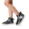 image:imageDREAM PAIRS Girls Sneakers High Top Hook and Loop Sparkly Shiny Comfortable Casual Walking Shoes for ToddlerLittleBig KidsBlack