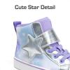 image:imageDREAM PAIRS Girls Sneakers High Top Hook and Loop Sparkly Shiny Comfortable Casual Walking Shoes for ToddlerLittleBig KidsPurpleBlue