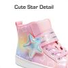 image:imageDREAM PAIRS Girls Sneakers High Top Hook and Loop Sparkly Shiny Comfortable Casual Walking Shoes for ToddlerLittleBig KidsRainbowPink