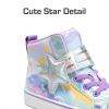 image:imageDREAM PAIRS Girls Sneakers High Top Hook and Loop Sparkly Shiny Comfortable Casual Walking Shoes for ToddlerLittleBig KidsRainbowPurple