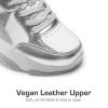 image:imageDREAM PAIRS Girls Sneakers Lace up Lightweight Sparkle StarGlow Breathable Jelly Sole Kids Walking Shoes Casual SportsSilverWhite