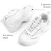 image:imageDREAM PAIRS Kids Girls Sneakers Jelly Sole Lace up Shoes Lightweight Walking Shoes for Girls BoysWhiteSilver